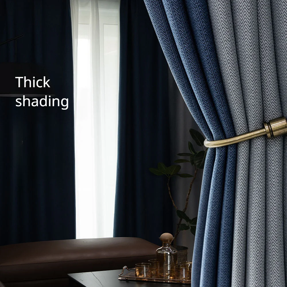 

Nordic Minimalist Modern Curtains for Living Room Full Shading Cortina Bedroom Geometric Contrast Curtain Window Home Custom