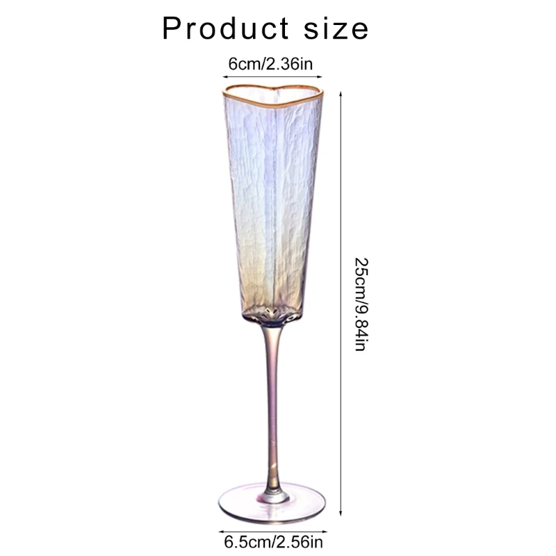 1 пара элегантных бокалов для шампанского в форме сердца с золотой оправой