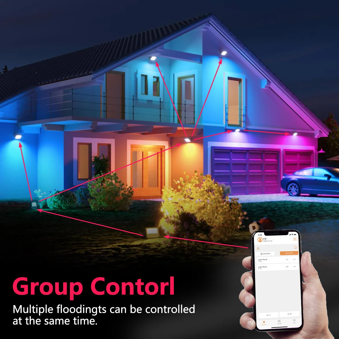 Фото RGB светодиодный прожсветильник Тор 30 Вт, Bluetooth, уличный умный прожсветильник Тор 110 В, 220 В, IP66, водонепроницаемый, цвет меняющийся прожектор с... №4