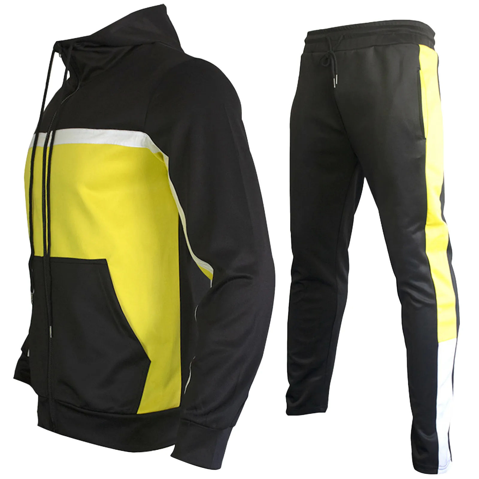 

Костюм мужской из двух предметов, модные повседневные однотонные брюки с карманами и длинными рукавами, официальная куртка, Осень-зима