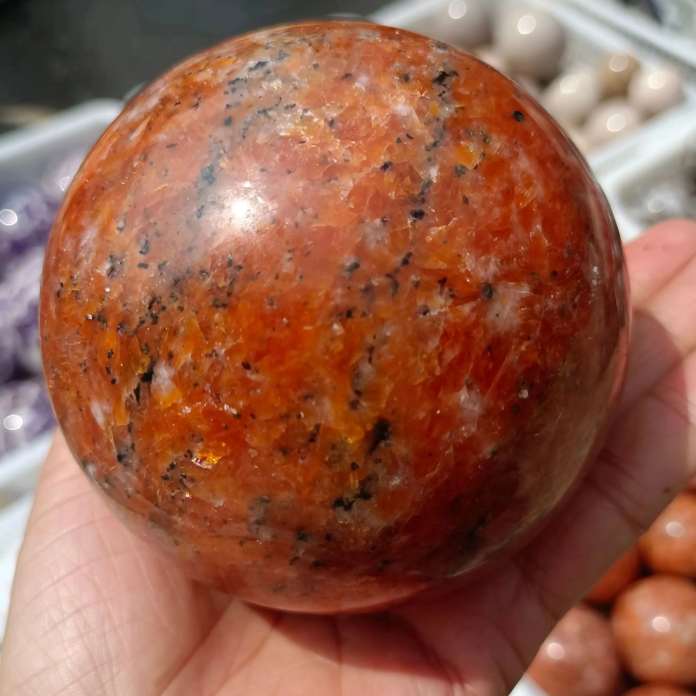 Оранжевый солнечный камень кварцевый шар