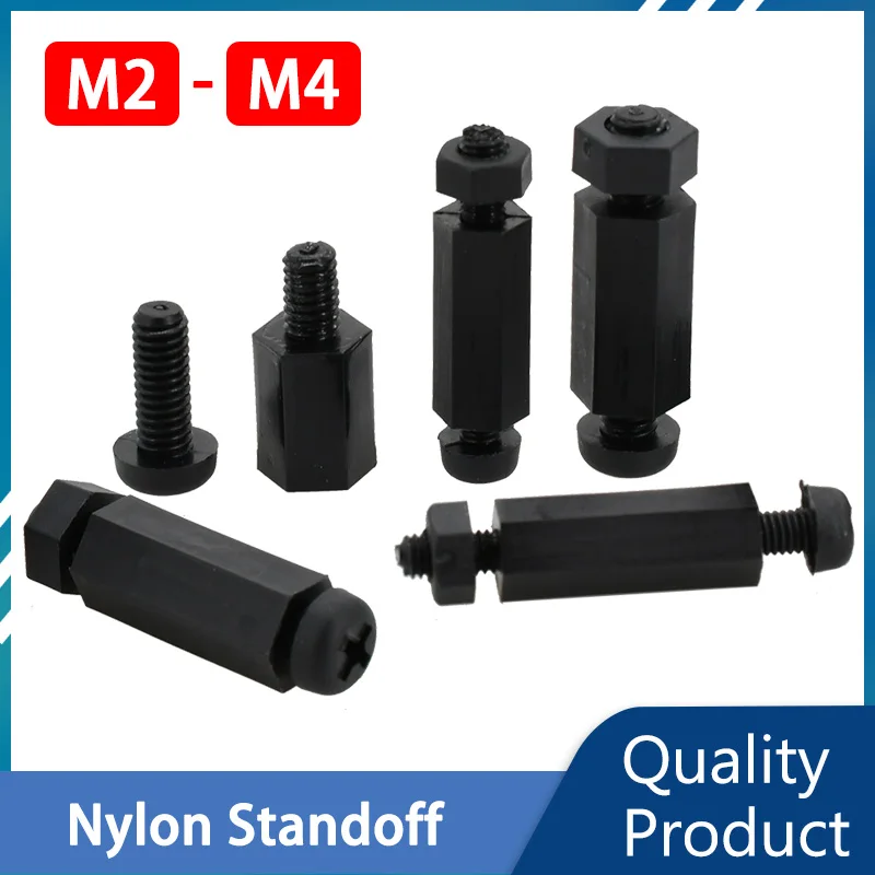 

M2 M2.5 M3 M4 Nylon PCB Standoff Spacers Male To Female Motherboard Screw Standoffs Plastic Hexagon Thread Pillar Bolt Nut Black