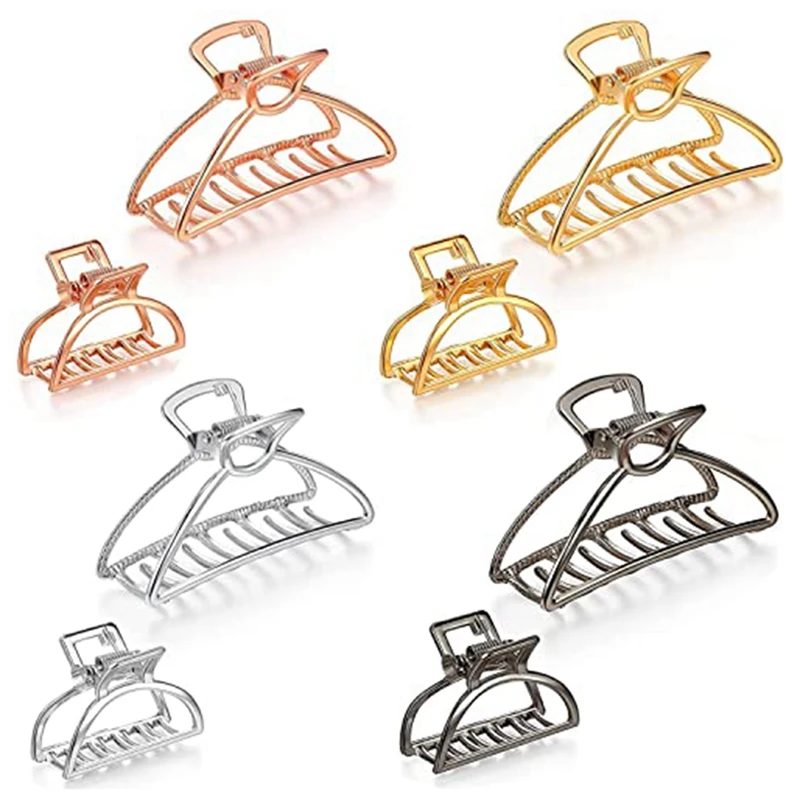 

8 Pieces Metal Hair Accessories Claw Clips Set Large Barrette Jaw Clamp And Small Half Bun Hairpins For Women