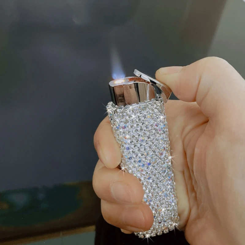 

Diamond Cigarette Lighter Smoking Accessories Outdoor Portable Reusable Cigar Theme Creative Lighter Ladies Luxury Birthday Gift