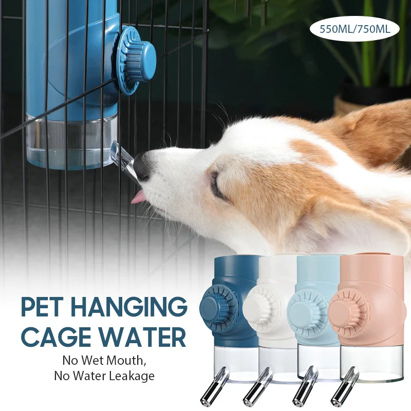 

750ML Dog Cat Pet Automatic Water Drinking Pet Hanging Cage Water Pet Drinker Bottle Dispenser Fountain Head Drinker Ball Puppy
