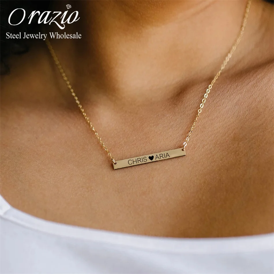 

Orazio Custom Name Necklace for Women Stainless Steel Personalized Initial Letter Chokers Korean Fashion Jewelry Dropshipping