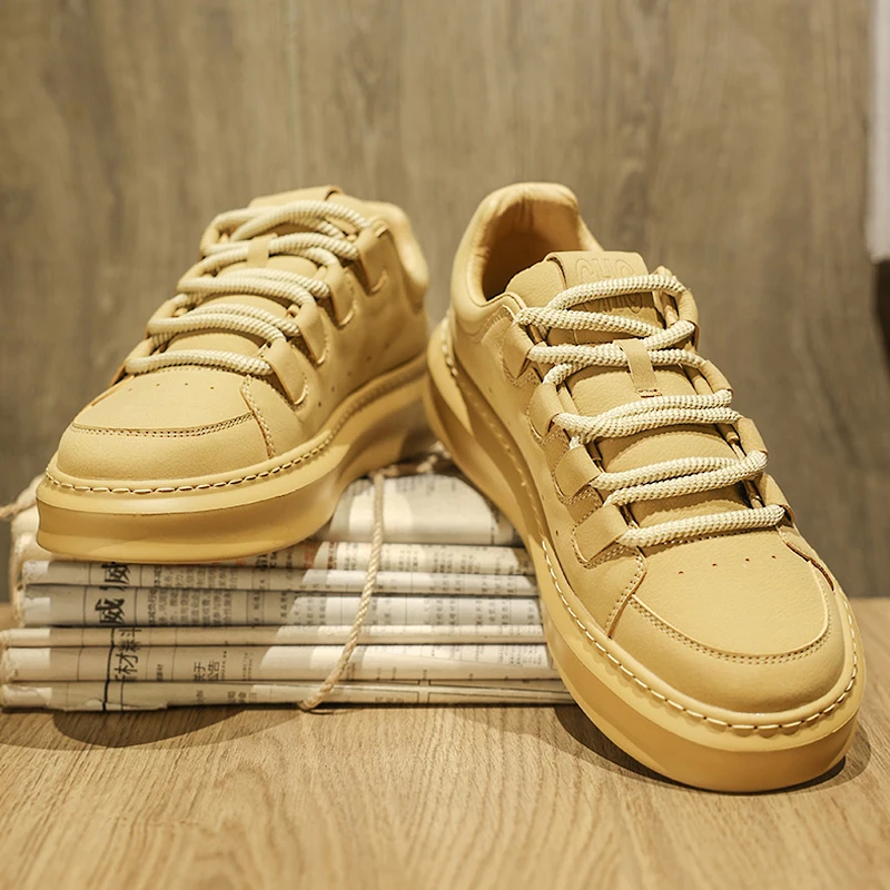 Белые туфли. Мужская обувь. Осенняя подростковая популярная дышащая