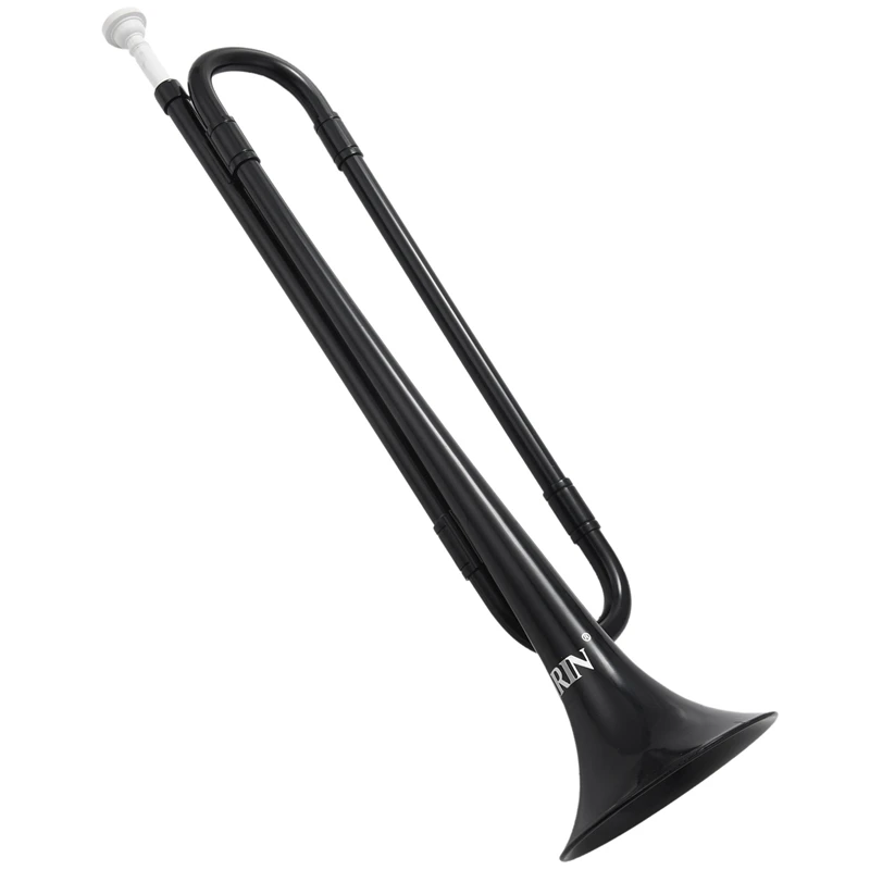 

B Flat Bugle Cavalry Trumpet Environmentally Friendly Plastic with Mouthpiece for Band School Student Black color