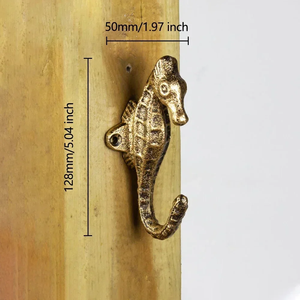 

Настенные крючки на тему океана Чугунная вешалка для пальто из морского конька Прочный держатель для домашнего декора Вешалка для ключей Вешалка для куртки Крючок для рюкзака Крючки для полотенец