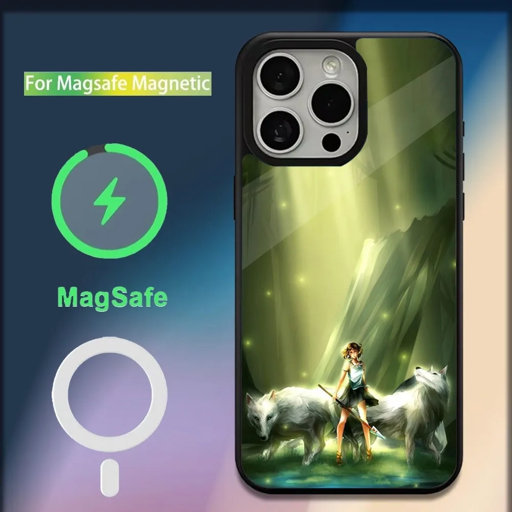 Prince M-MononokeS Hime Phone Case For iPhone 16 15 14 13 12 11 Plus Pro Max Mini Magsafe Magnetic Wireless Charging