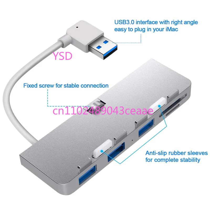 Фото USB-хаб из алюминиевого сплава с 3 портами USB 3.0, совместимый с iMac 21.5 и 27-дюймовыми тонкими моноблочными настольными ПК №5