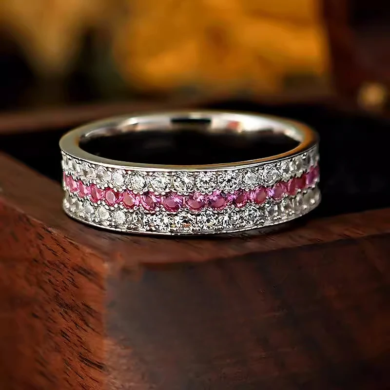 Серебряное кольцо 925 пробы с одним касанием красная линия искусственная роза