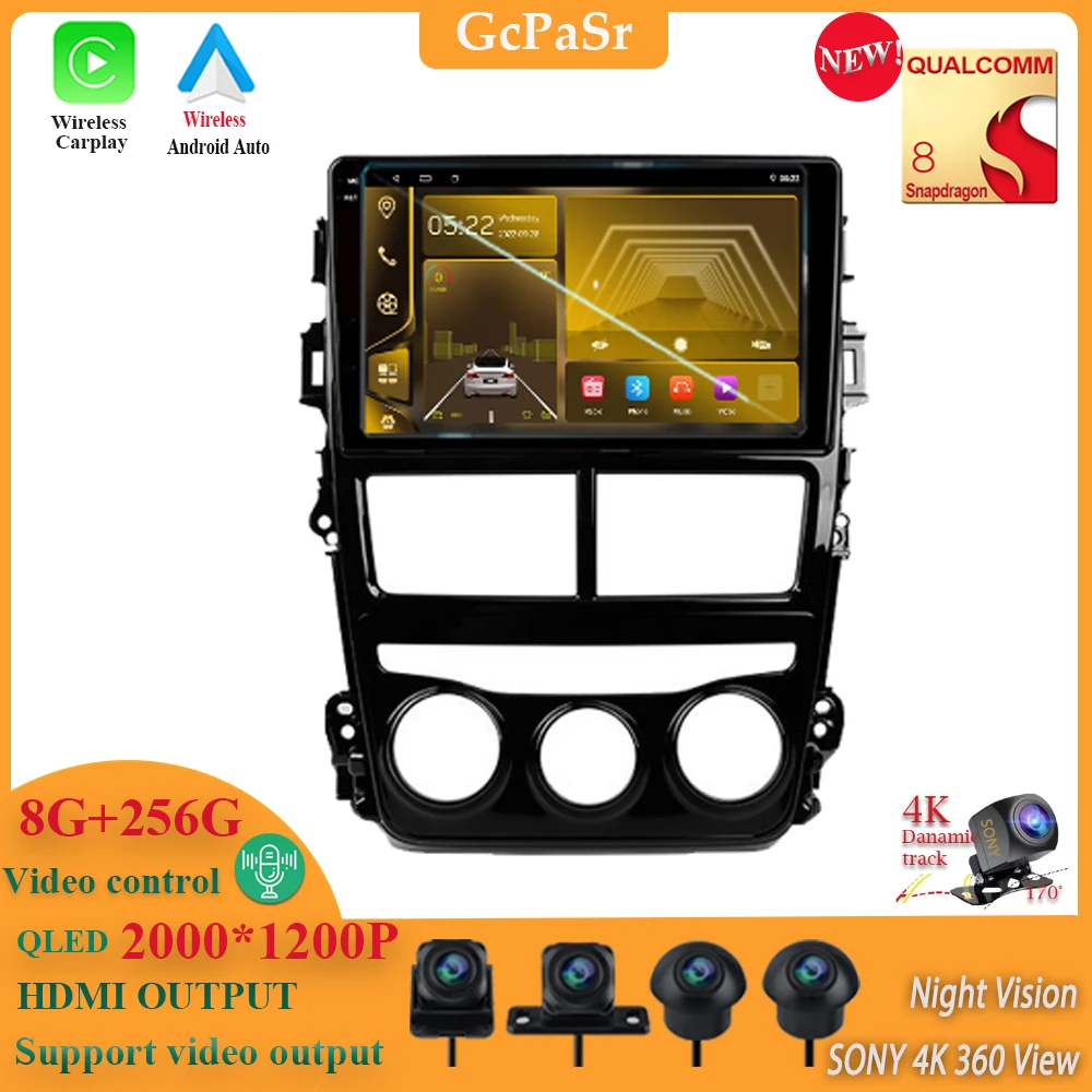 

Qualcomm Android13 For Toyota Yaris Vios 2017 - 2020 Car Radio Multimedia Video Player Navigation GPS stereo head unit No 2din