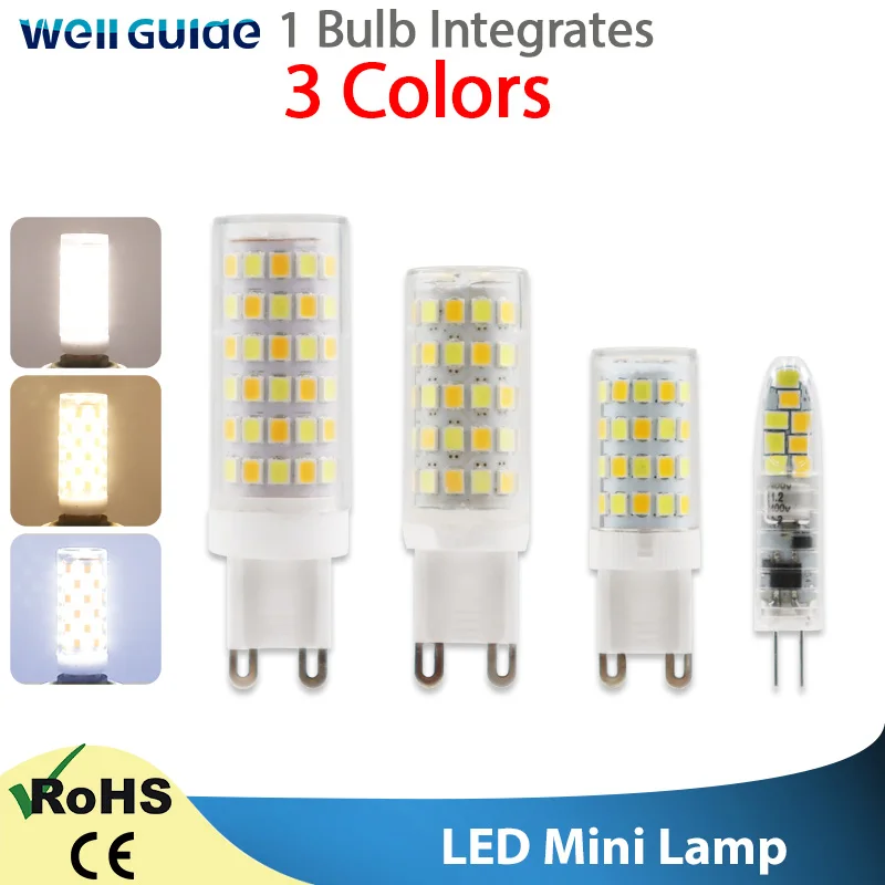 

LED G4 G9 Bulb 3W 5W 7W 9W 12W AC85-265V 2835 SMD Three-Colour Change LED Lamp Spotlight Chandelier Light Replace Halogen Lamp
