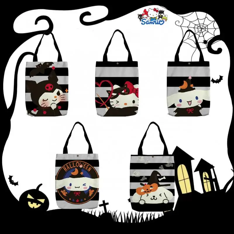 

Sanrio мультфильм Холщовая Сумка Хэллоуин Аниме серия Kawaii My Melody Hello Kitty Kuromi Повседневная сумка через плечо сумка для покупок подарок для девочек