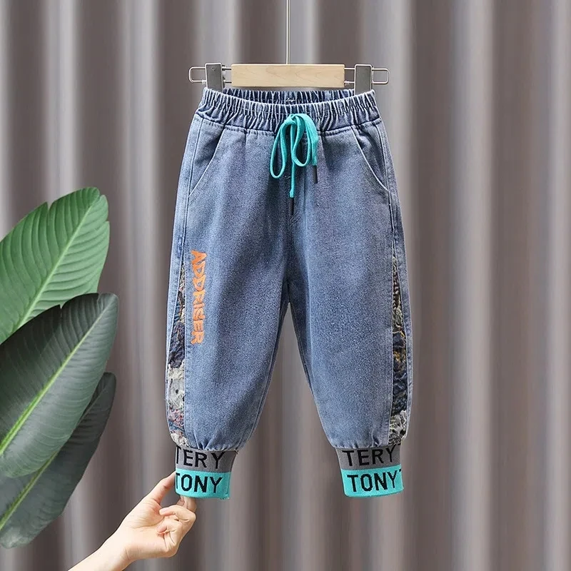 Autumn and Winter Clothing Boys Jeans Pant Spring New Casual Children's Trousers Boys Baby Plush Thickened Jeans 2 4 6 7Y