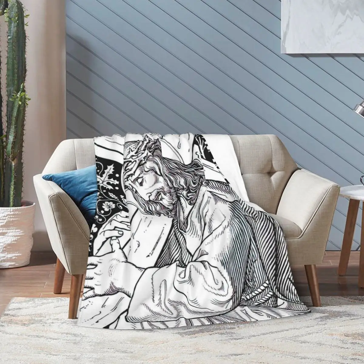 

Christian Drawings Flannel Fleece Blanket For Kids Teens Adults Soft Cozy Warm Fuzzy