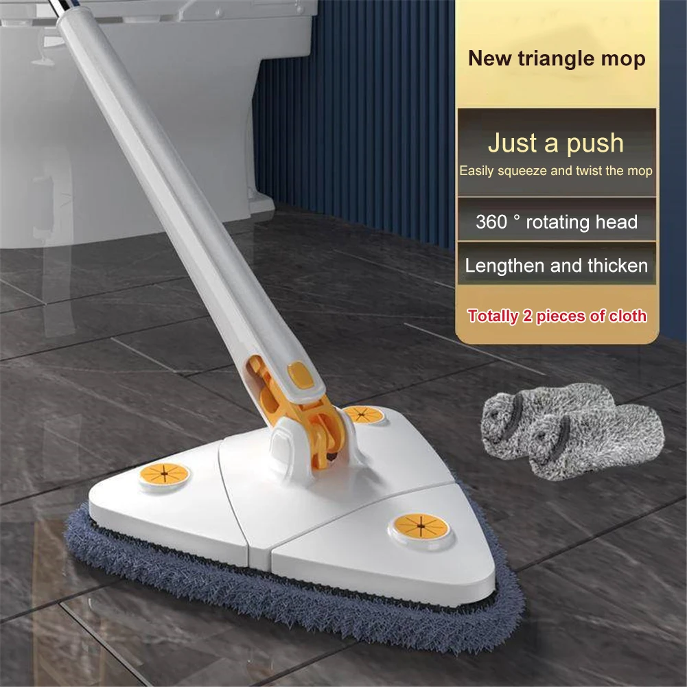 

NEW Telescopic Triangle Mop 360° Rotatable Squeeze Mop Floor Cleaning Wet Dry 130cm Home Floor Ceiling Windows Cleaning Tools