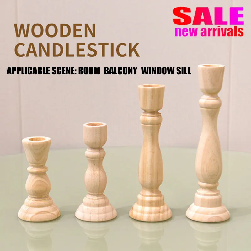 

multi Size Wooden Vintage Candlesticks Table Candle Holder Wedding Home Dining Desktop Decoration Wood Candle Stand Candelabrum