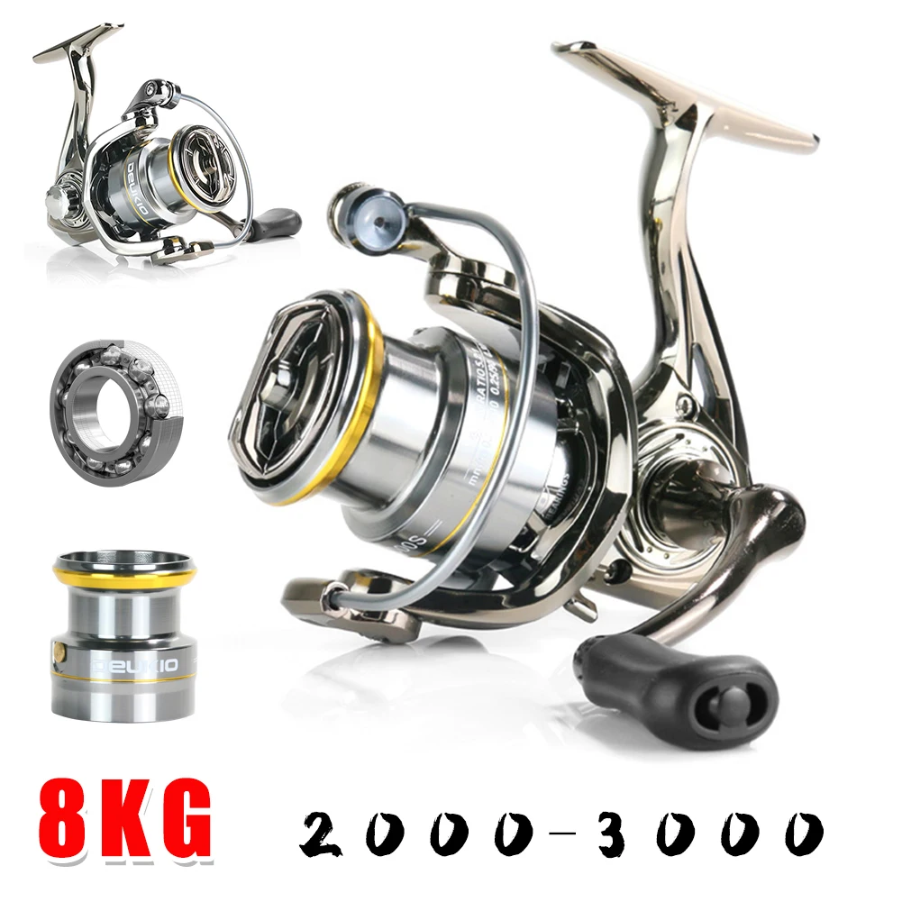 

Spinning Reel ES2000-3000S 8KG Max Drag 5.2:1 Gear Ratio 5+1BB Metal Spool Carp Fishing Reel Freshwater Saltwater Fishing Tackle