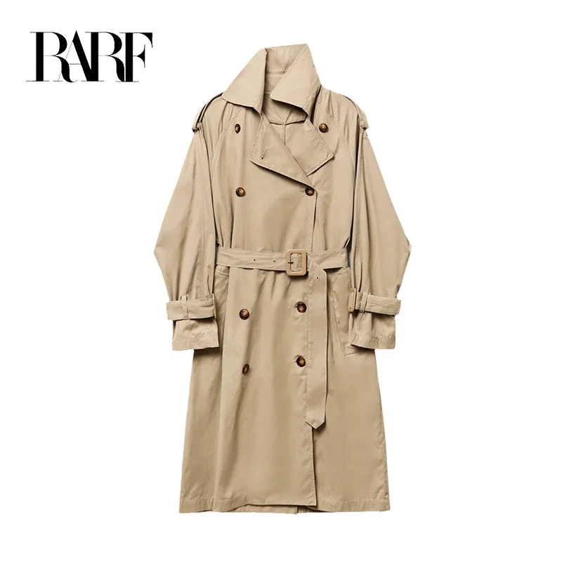 

lady Spring and Autumn new classic women's double button trench coat, trench jacket, vintage medium long coat, with belt