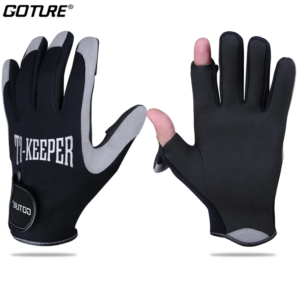

Goture Winter Fishing Gloves 2 Finger Flip Fingerless Gloves Non-slip Waterproof Warm Winter Gloves for Fishing Cycling Camping