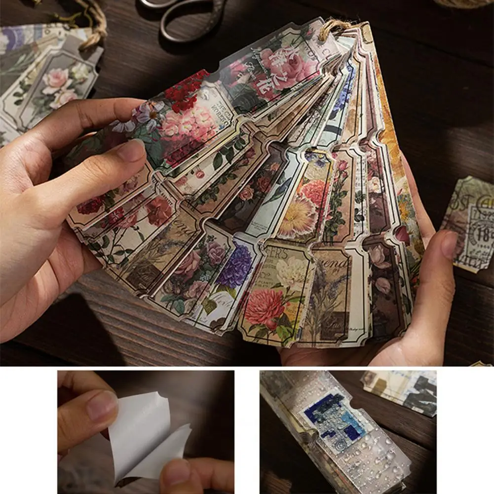 

40Pcs Box Stickers Hand Account Boxed Sticker Retro Nostalgia For Scrapbooking Journal Deco Vintage Stickers