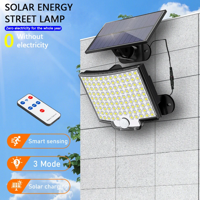 

106 LED Solar Light Outdoor Sunlight 3 Mode Waterproof PIR Motion Sensor Street Wall Lamp For Garden Fence Street Decoration