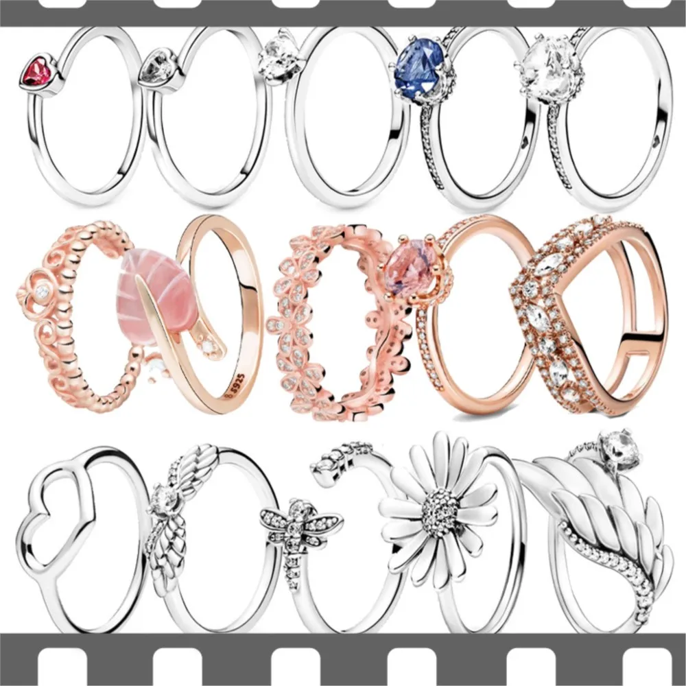 

2021 New Trendy 925 Sterling Silver Original Sparkling Heart Ring Collection Women Engagement Anniversary Fine Jewelry Rings