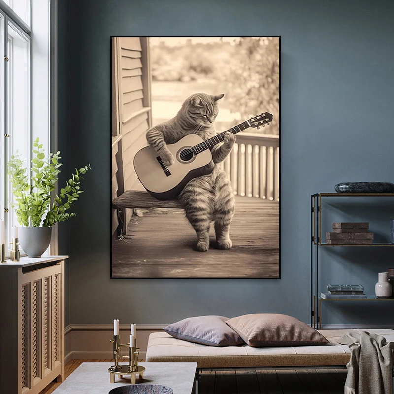 

Веселая животная альпака, рандомная винтажная картина в виде кошки, Картина на холсте, Настенная картина для гостиной, домашний декор