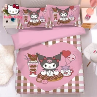 hello kitty kuromi cartoon cute bed autumn and winter soft four piece quilt student dormitory plain weave quilt cover