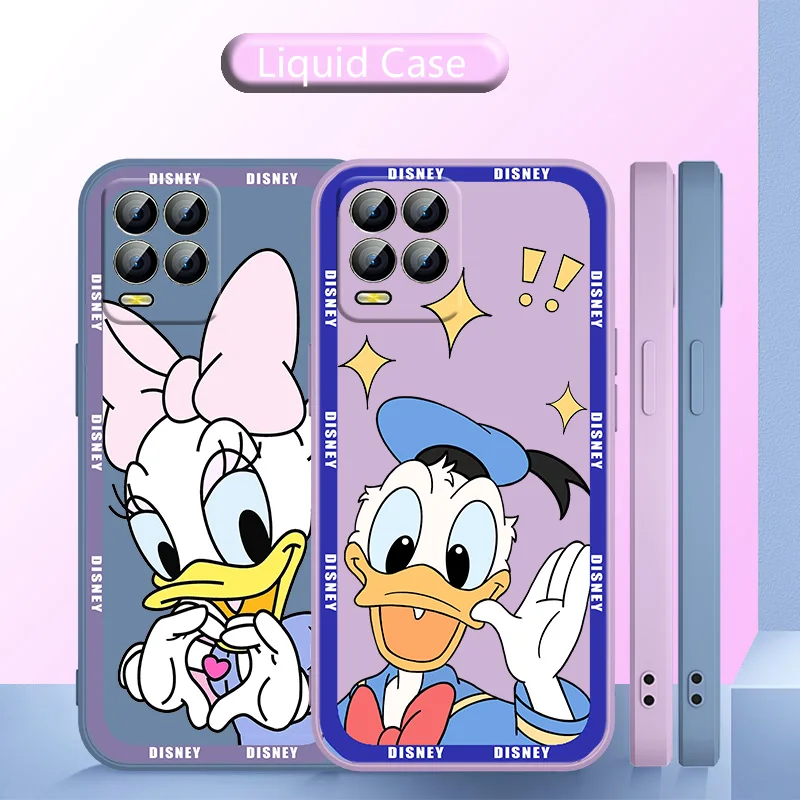 

Donald Duck Disney Phone Case Liquid Rope For Realme Q3S GT 2 S7 ST S2 C25Y C21Y C11 C17 Narzo 50A 50i 30 20 Funda Cover Back