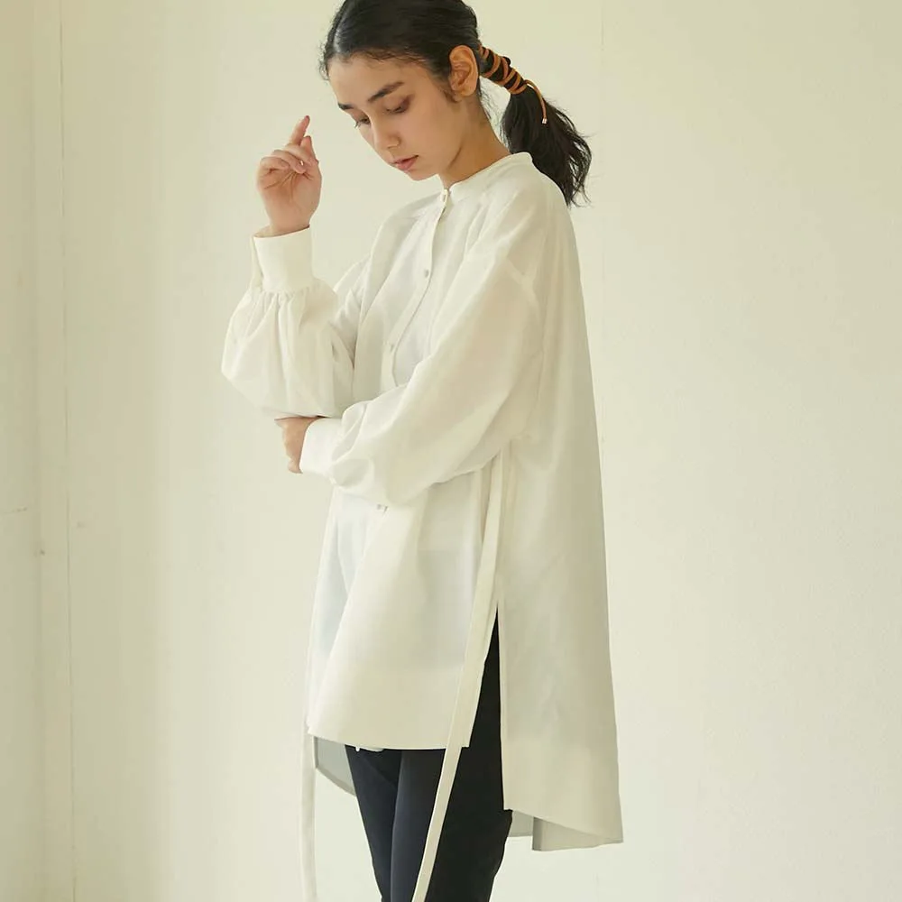

Women's Blouse Japanese Solid Color Loose Oversized Shirt Women Mid-length Side Slit Blouse Casual Fashion Spring Autumn Tops