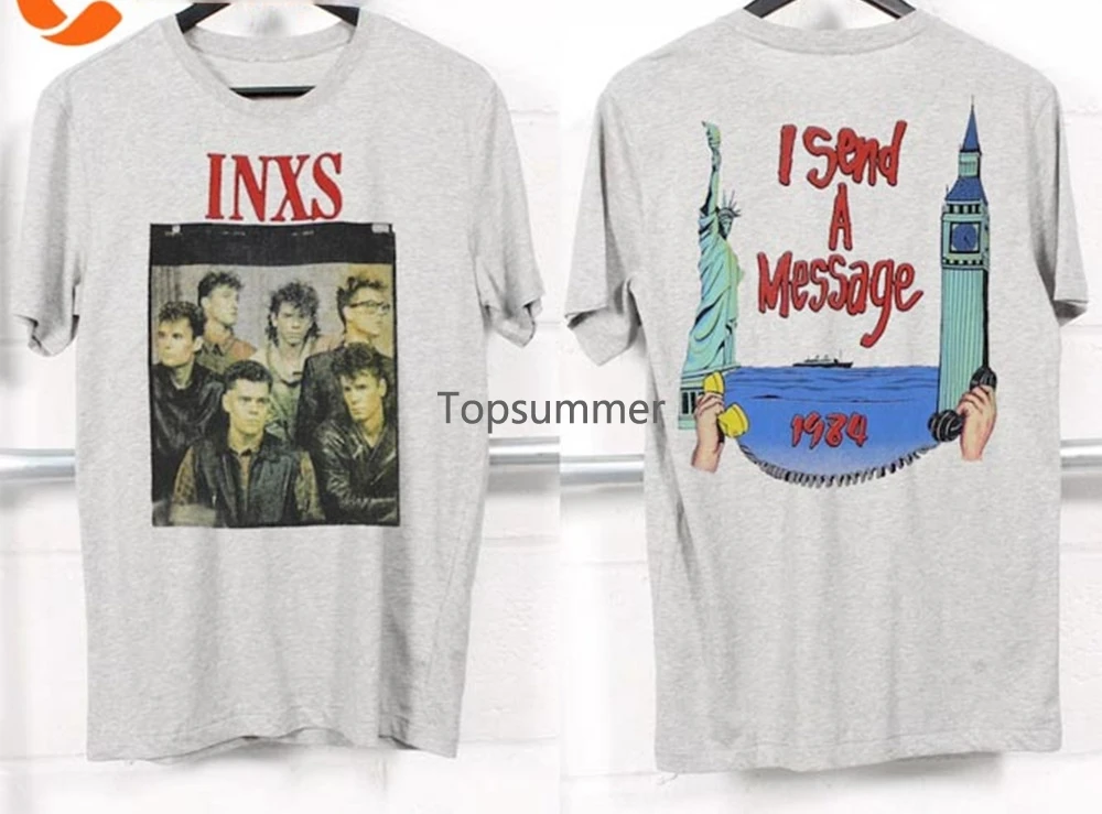 

1984 Inxs I Send A Message Tour 84Rock Band Music Concert Tee T Shirt Ee202 Gray
