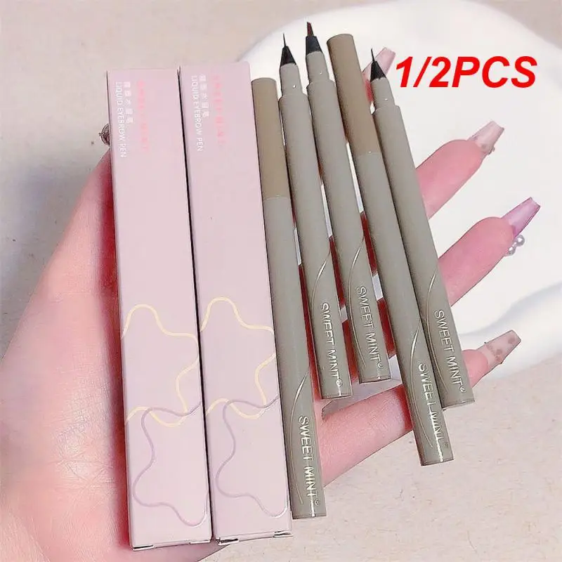 

1/2PCS Liquid Water Eyebrow Pen Easy To Extend Long Lasting Ultra Thin Flat Head Easy To Apply High Color Rendering Wild Eyebrow