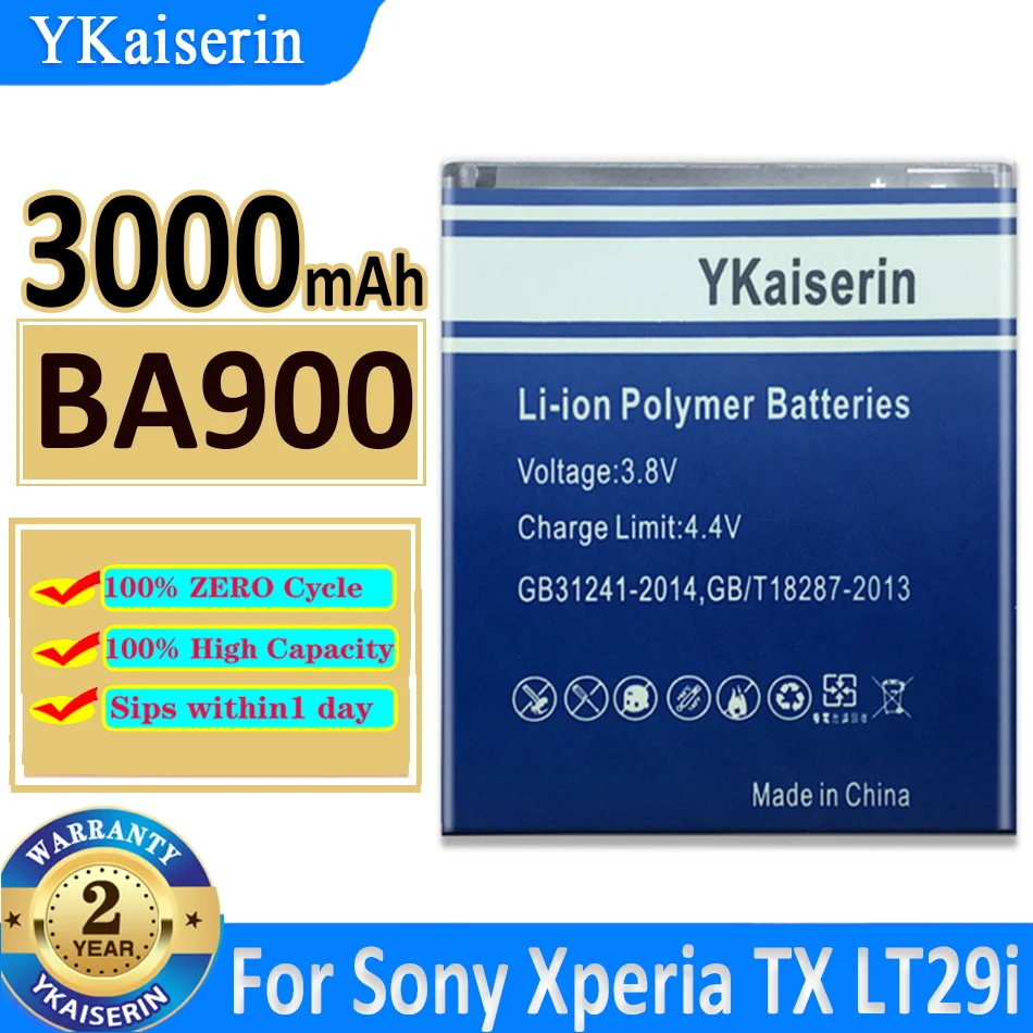 

YKaiserin Battery BA900 BA 900 3900mAh Phone For Sony Xperia TX LT29i/J ST26i/L S36h/C2104/C2105 AB-0500 Batterij + Track NO