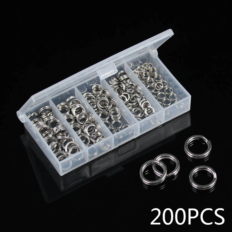 

200pcs/set Fishing Split Rings Stainless Steel Double Loop Connectors 5Size 5/6/7/8/9mm Fishing Tackle Pesca Iscas Tools Parts