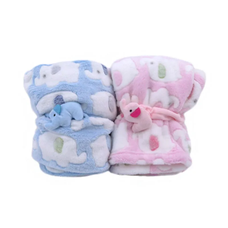 

Детское одеяло с милым слоном, мультяшное детское одеяло, одеяло для новорожденных с кондиционированием воздуха, Коралловая Бархатная поду...