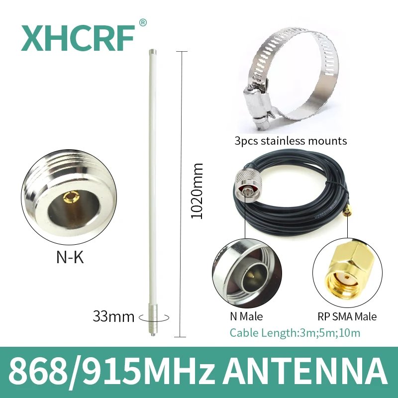 868 MHz Helium Miner Antenna Outdoor UHF LoRa 915 MHz Hotspot Antenna RP SMA Male LoRaWAN High Gain 12dBi N female IP67 Antena
