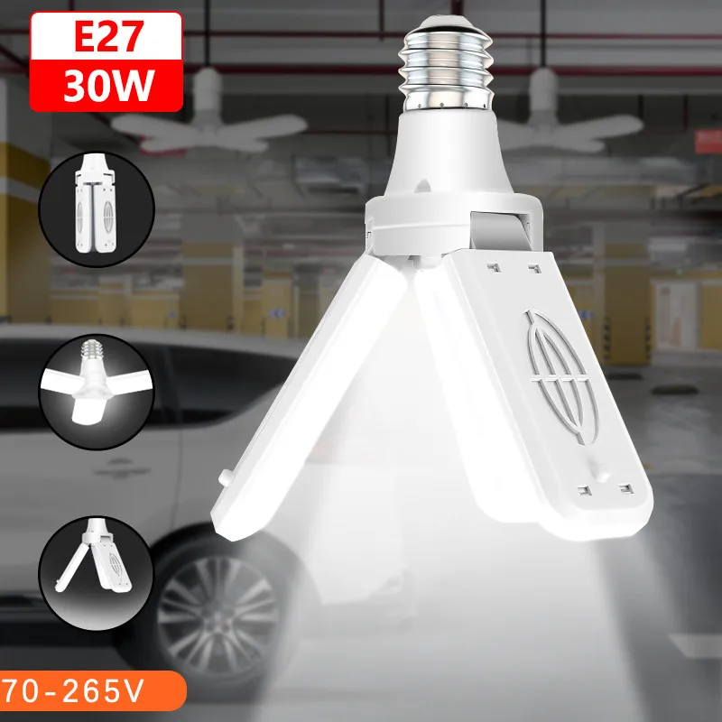 

Led Bulb E27 30W Light Fan Blade Folding Bulb Led Lamp 170-265V Lampada Bombilla Foldable Light For House Garage Lighting