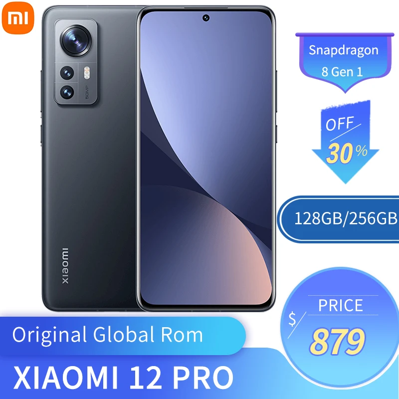 Global Rom Mi Xiaomi 12 Pro 5G Snapdragon 8 Mobile Phone 12GB+256GB 50MP Camera 120W Fast Charger AMOLED Screen NFC Smartphone