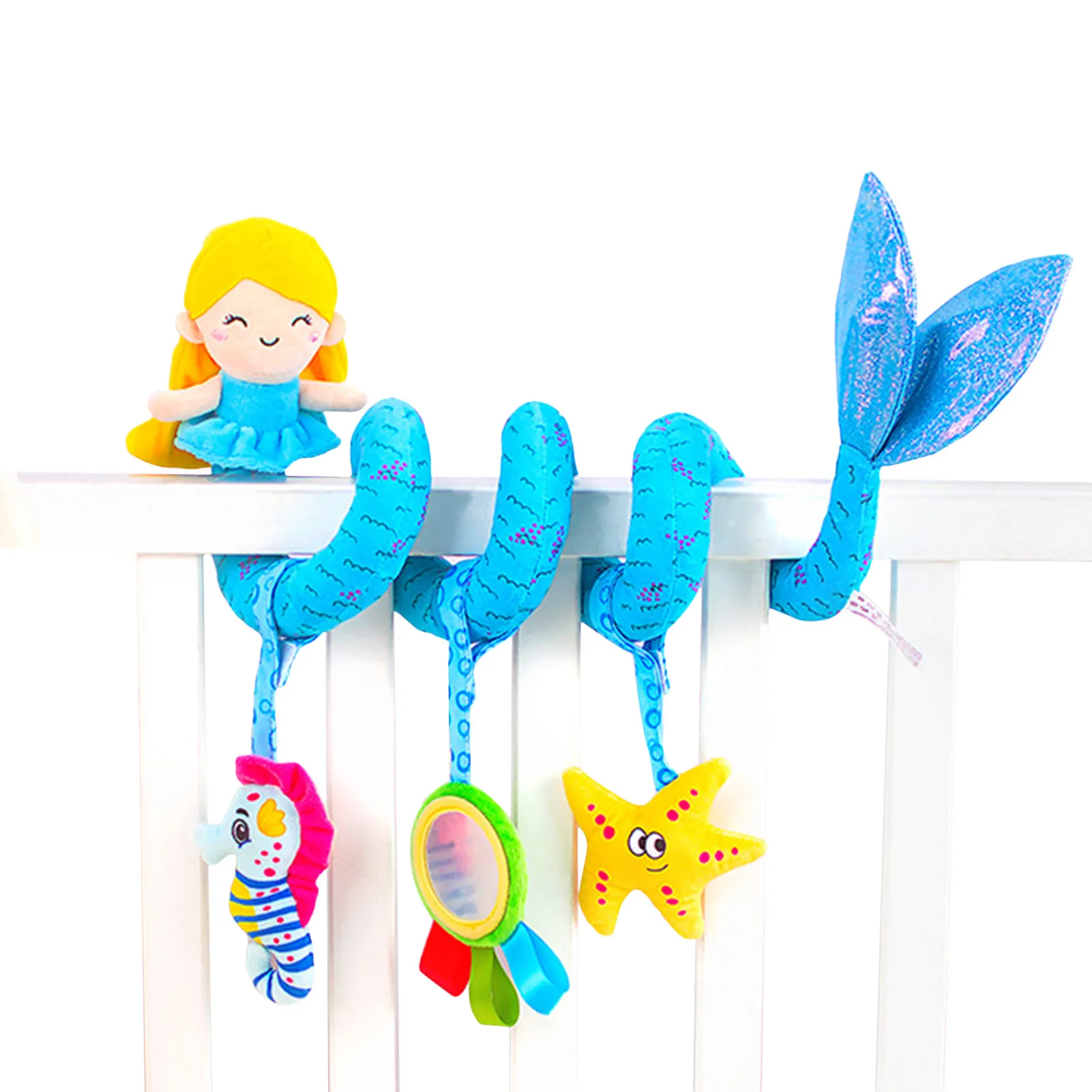 

Спиральная игрушка в форме русалки для детской коляски, спиральные плюшевые игрушки для новорожденных, подвеска для коляски