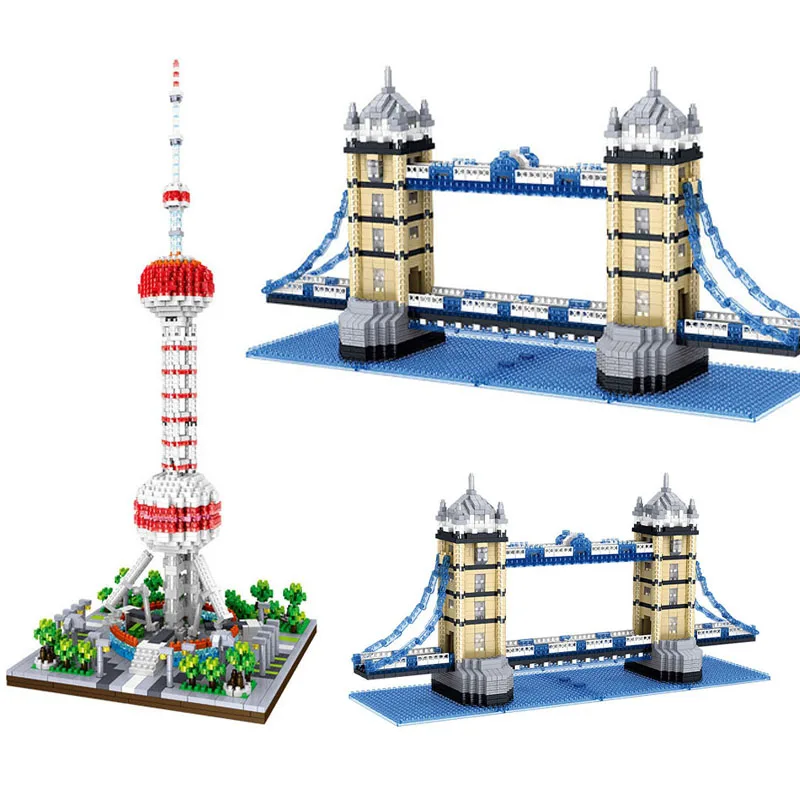 

Знаменитый конструктор, модель двойной мост, игрушечный конструктор «сделай сам», Восточная жемчужная башня, сборный конструктор, игрушечн...