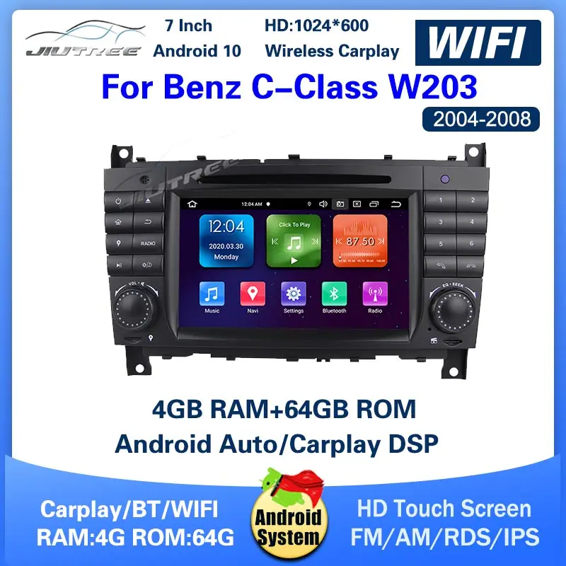 Автомобильный мультимедийный плеер Android 10 Авторадио GPS для Mercedes Benz C-Class W203 2004-2008