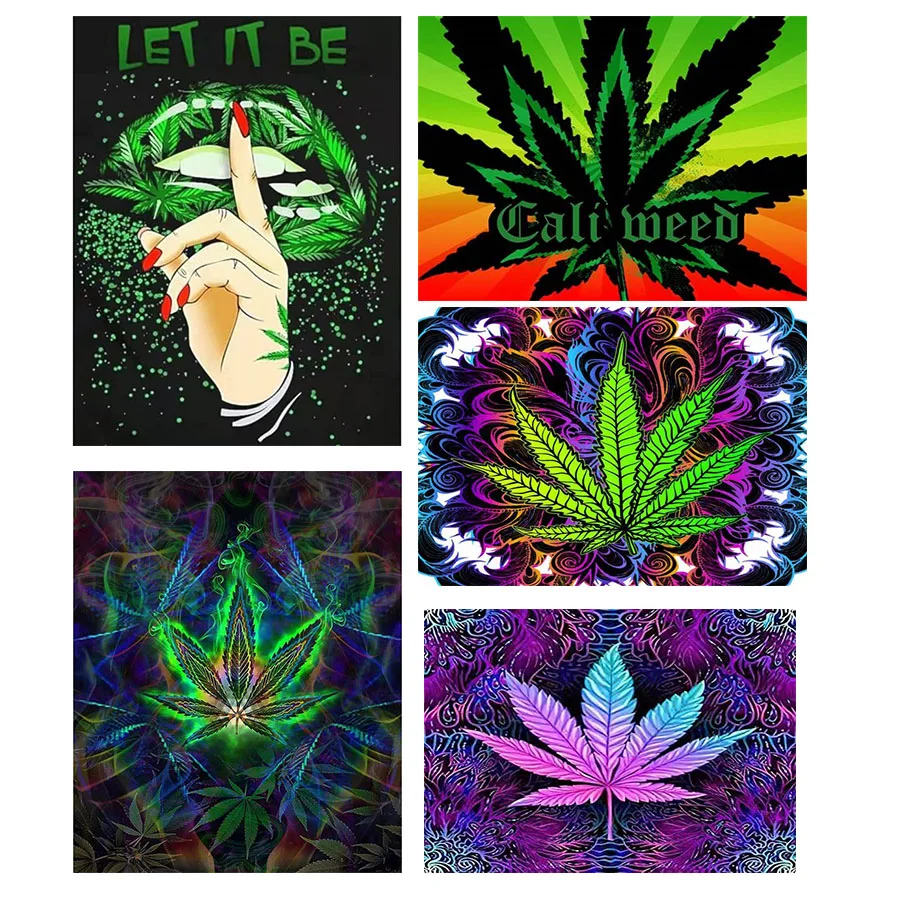 

Алмазная вышивка «сделай сам», алмазная вышивка в комнату, с зелеными цветами, листьями Калифорнии, мозаика для творчества, для любителей дыма