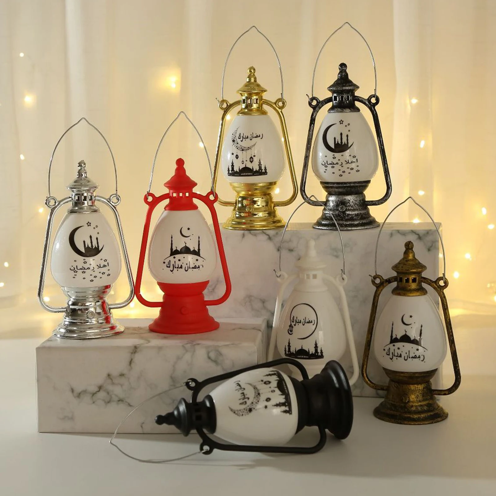 

Ramadan Lamp Eid Candle Eid Al Fitr Candlestick Wind Lamp Arabian Lantern Light Eid Mubarak Lamp Church Decorative Light