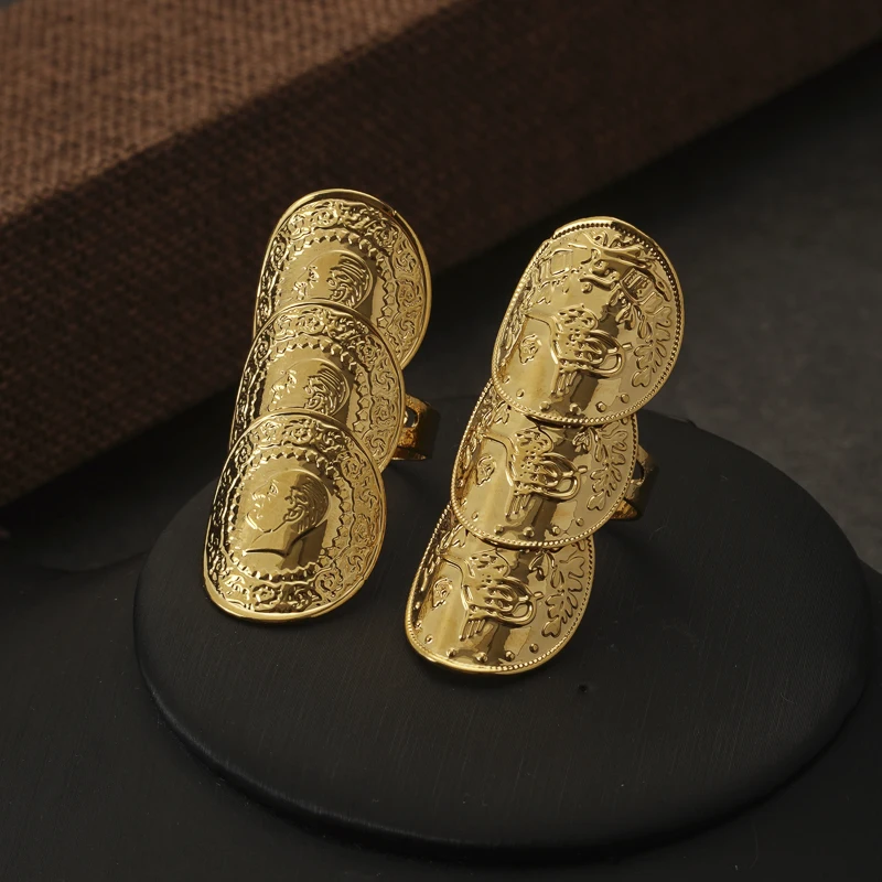 Bagues en cuivre plaqué or turc pour hommes et femmes  bagues de Couple  chiffres Ottoman réglables