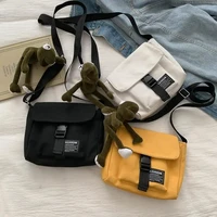cute canvas small bag female diagonal cross bag youth fashion casual version shoulder bags crossbody shoulder satchel purse