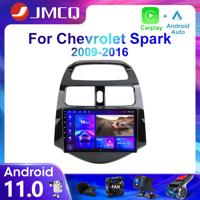 JMCQ 2Din 4G Android 11 Car Radio Multimedia Video Player For Chevrolet Spark Beat Matiz Creative 2010-2014 Navigation Carplay