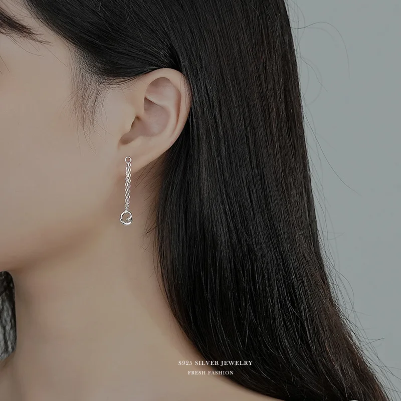 

Женские серьги-гвоздики из серебра 100% пробы, с длинными кисточками